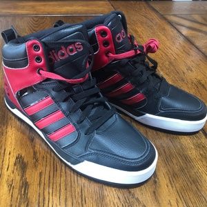 Adidas Men's Neo Raleigh Sneakers Red/Black Mid Top Size 9 Basketball Shoes